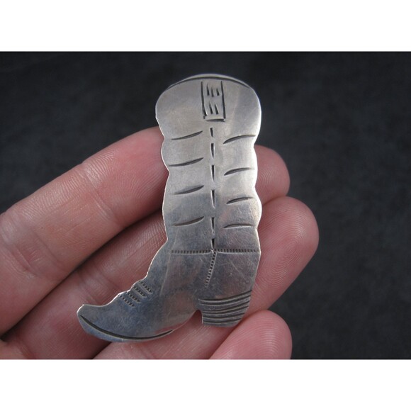Southwestern Cowboy Boot Brooch Sterling - Picture 10 of 10